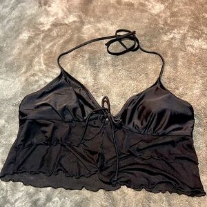 Black Ruffle Flounce Swimsuit Top – Stylish & Flattering